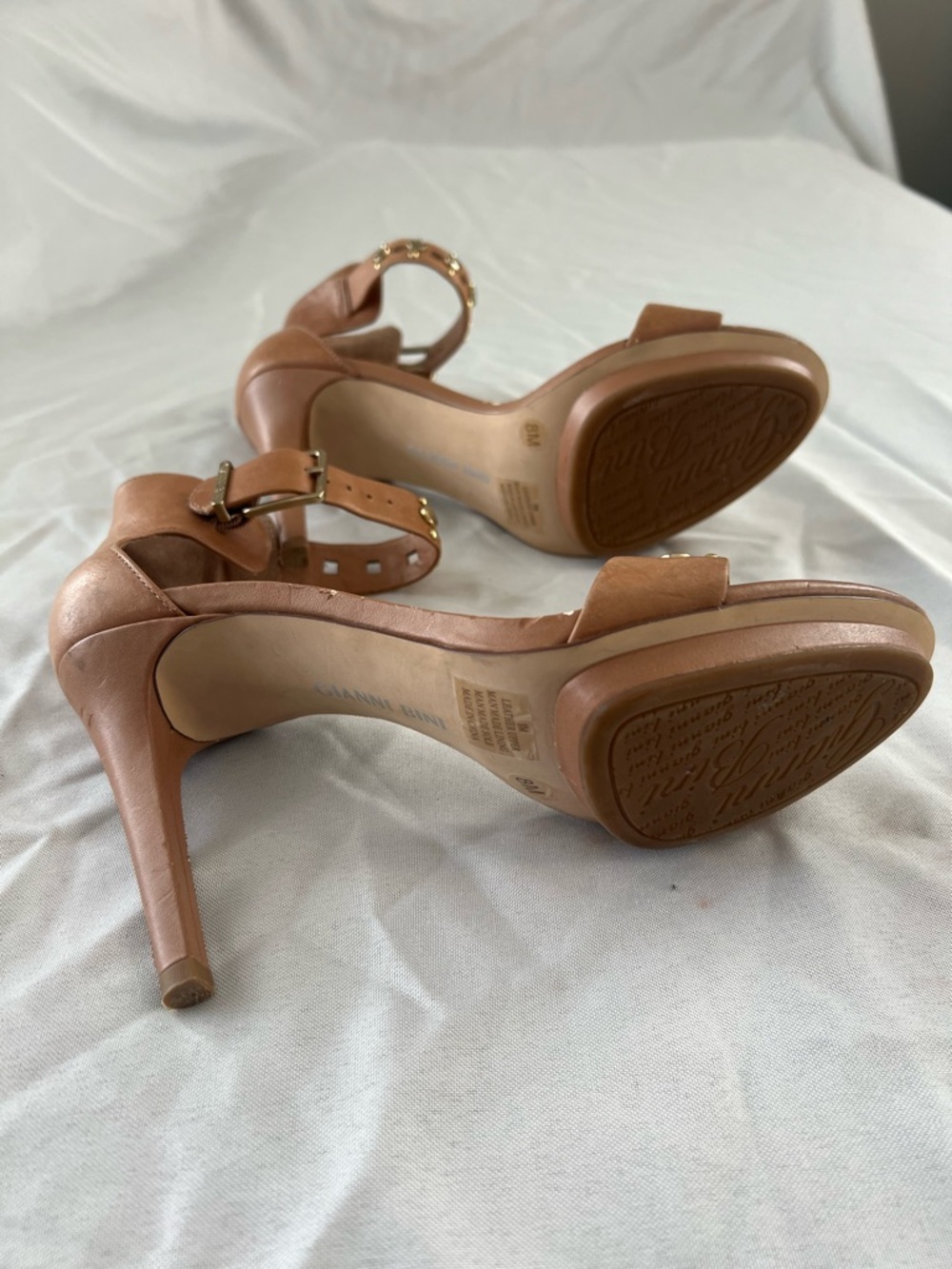 Gianni Bini Brown Studded Ankle-Strap High Heels Size 8 - Picture 7 of 7